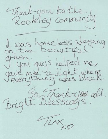 Thank you letter to the Rookley community